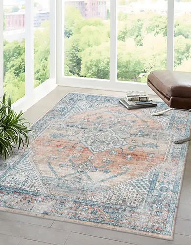 Vista 12 de Unique Loom Newport Collection - Alfombra de área ocre (2' x 3' 11", azul/marrón claro)
