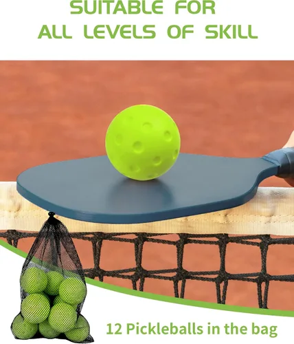Vista 4 de Tarutaru Paquete de 12 bolas de pickleball de espuma, bolas de pickleball silenciosas para práctica en exteriores o interiores, juego de bolas Verde