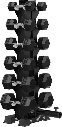 Vista 10 de HANDBODE Soporte de mancuernas A-Frame resistente para mancuernas, organizador de almacenamiento de metal que ahorra espacio, soporte resistente