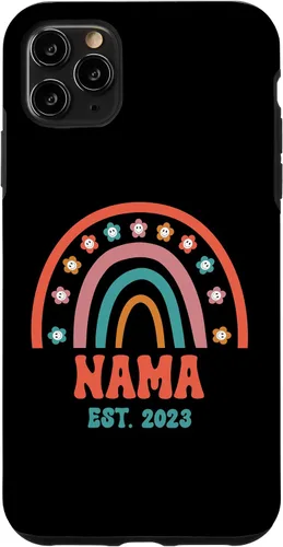 Vista 4 de iPhone 12 mini Retro Nama Groovy Grandma Est. 2023 Rainbow Boho Style Case