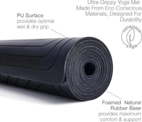 Vista 6 de agoy Pro+ Warrior - Esterilla de yoga antideslizante de alta calidad - Diseño ecológico - Alfombrilla de poliuretano con agarre húmedo y seco +