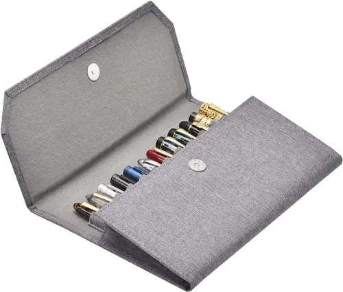Vista 10 de Lanxivi Estuche para pluma estilográfica Negro Gris Café Estilo PU Cuero 48 12