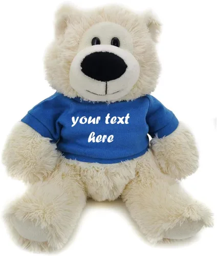 Vista 4 de Plushland Cream Sophie Bear 12.0 in, regalo personalizado para animales de peluche, texto personalizado en la camisa, gran regalo para el día
