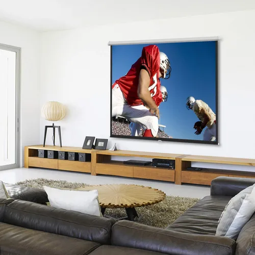 Vista 8 de PERLESMITH PSMS1 - Pantalla de proyector de 100 pulgadas, pantalla de proyector retráctil HD 16:9 con bloqueo automático, pantalla de proyector