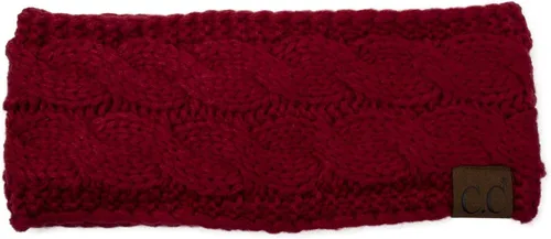 Vista 107 de C.C Cintillo elástico suave con punto trenzado para invierno, con forro mullido para el pelo, para calentar las orejas Negro