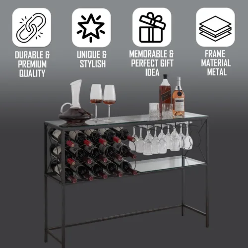 Vista 6 de Kings Brand Furniture - Mesa de sofá de consola con almacenamiento de estante para vinos, gabinete de bar de vinos con estante para vino y soporte