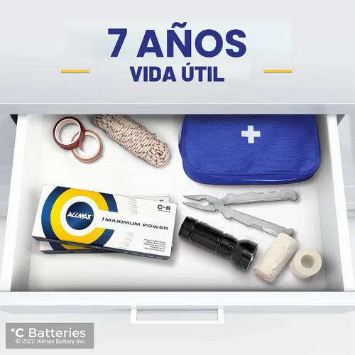 Vista 5 de Allmax C - Pilas alcalinas de máxima potencia (6 unidades) – Diseño de larga duración, a prueba de fugas, 7 años de vida útil, máximo rendimiento
