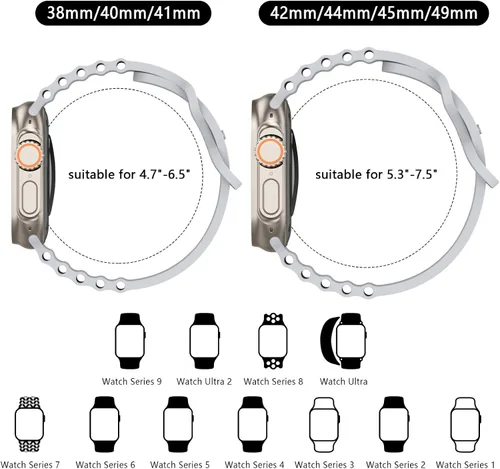 Vista 5 de Correas de silicona compatibles con Apple Watch Band Ultra de 1.929 in 1.811 in 1.772 in 1.732 in 1.614 in 1.496 in 1.575 in 1.654 in para mujeres
