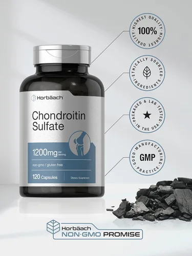 Vista 5 de Horbaäch Sulfato de condroitina 1200 mg 120 cápsulas Suplemento sin OMG y sin gluten