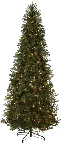 Vista 9 de Árbol de Navidad, abeto de aspecto real, con bisagras, con 1200 luces claras, de National Tree 500 luces transparentes, 1,462 puntas, incluye