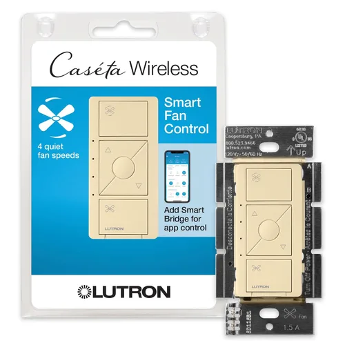 Vista 13 de Lutron Caseta Interruptor inteligente de control de velocidad de ventilador (se requiere Smart Hub Lutron), unipolar, PD-FSQN-BL, negro