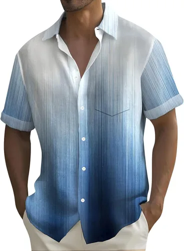 Vista 24 de Camisa hawaiana para hombre, con botones, manga corta, casual, elegante, grande y alta, floral, verano, tropical, para vacaciones