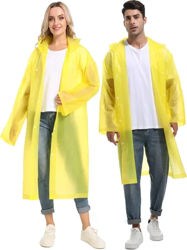 Vista 87 de 2 abrigos de lluvia de Borogo para adultos, chaquetas de lluvia reutilizables para hombres y mujeres
