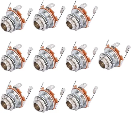 Vista 7 de Conector de entrada mono, 10 cables de conexión de 0.250 in, conector de montaje en panel para guitarras eléctricas, bajos, accesorios