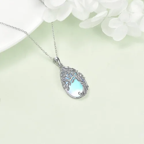 Vista 59 de ONEFINITY Collar de plata de ley 925 con diseño de árbol de la vida con colgante de nudo celta de concha de abulón para mujer