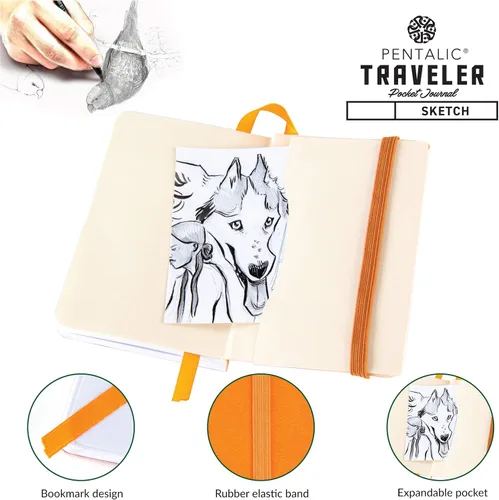 Vista 4 de Cuaderno de bocetos Travelers Dot Grid Pentalic Art, libre de ácidos