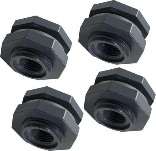 Vista 14 de 2 piezas Accesorio de Mamparo de PVC NPT1, Conector de Tanque de Agua de Plástico de 1 Pulgada Roscado Pasante, Accesorios de Tubería Pasante