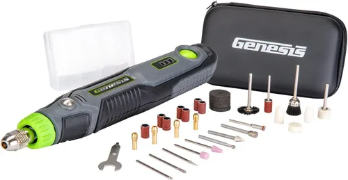 Vista 11 de Genesis GLRT08B-65 Herramienta giratoria de velocidad variable de 8 V con batería de iones de litio extraíble, soporte de carga, adaptador de pared