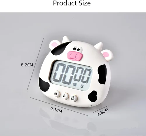 Vista 5 de Temporizador de cocina, cuenta regresiva de animales de dibujos animados, temporizador de cocción digital con magnético, reloj visual LCD