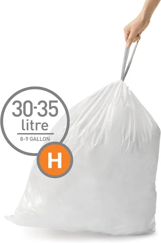 Vista 2 de Simplehuman - Bolsas de basura código H con cordón de ajuste, 240 unidades, bolsas de basura genuinas con ajuste personalizado en paquetes con Blanco