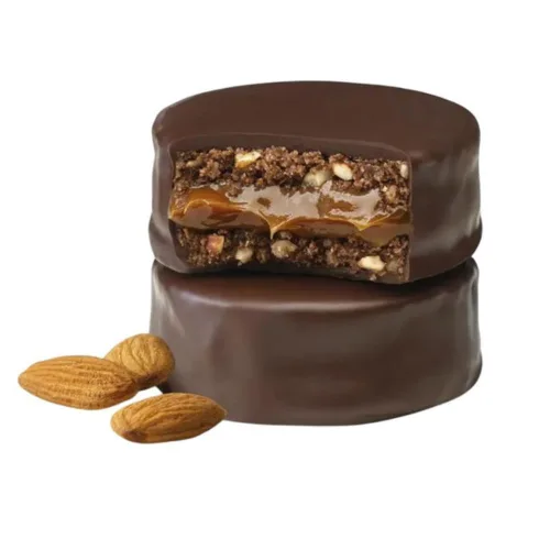 Vista 3 de Alfajor 72% Cacao Cachafaz - Galletas de masa de almendras rellenas de Dulce de Leche, sin gluten, 512 g / 18 oz (caja de 8)