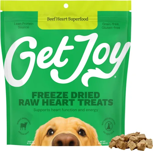 Vista 15 de Get Joy Golosinas liofilizadas 100% de corazón de res para perros, 4 onzas Carne de órgano de un solo ingrediente, complemento de comida cruda