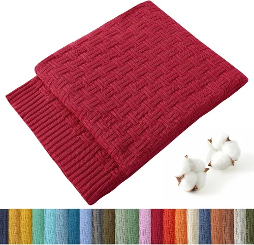 Vista 12 de TREELY Manta de Punto de Algodón 100% Cobertor para Sofá (31 x 40 Pulgadas, Marrón) Manta decorativa para sofá, cama y sofá