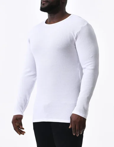 Vista 5 de Comfneat Paquete de 2 camisetas térmicas de manga larga para hombre, de punto gofre, suaves, cómodas, con cuello redondo