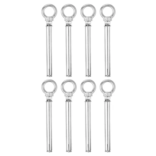Vista 28 de uxcell Aro de elevación de la expansión, 8pcs M6x50mm 304 tornillo de expansión de acero inoxidable con anillo de ojo para pared de ladrillo