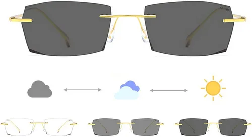 Vista 3 de Lentes de lectura fotocromáticos de transición sin montura anti UV, para hombres y mujeres, lectores de presbicia