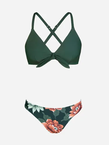 Vista 62 de CUPSHE - Conjunto de bikini de dos piezas para mujer, estampado floral y detalle de nudo de conejo