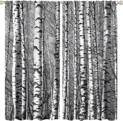 Vista 56 de Cortinas de abedul para sala de estar, niebla matutina en otoño, decoración del hogar, 42 x 45 pulgadas de largo