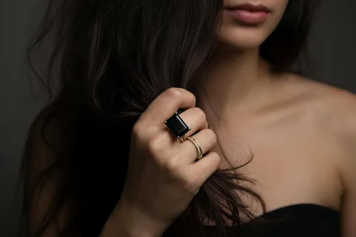 Vista 8 de Anillo de ónix negro de estilo clásico, impresionantes anillos de piedras preciosas, joyería hecha a mano para mujer, moda, declaración, compromiso