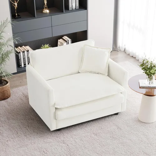 Vista 40 de Sofá seccional modular convertible de 76.7", sofás de dos plazas de chenilla con asiento profundo y cojines tipo loveseat para sala de estar, Beige