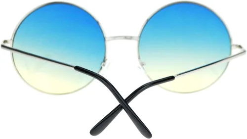 Vista 30 de Hippie Groovy Gradient Oversize Anteojos de sol redondos Lennon grandes