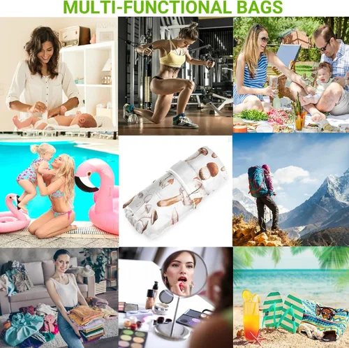 Vista 4 de visesunny Seta dibujada a mano, 2 bolsas húmedas con bolsillos con cremallera, lavable, reutilizable, espaciosa para viajes, playa, piscina, Multi51.