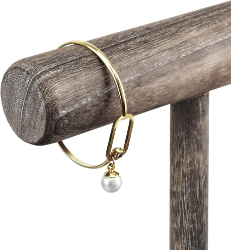 Vista 5 de Ikee Design Torre de exhibición de relojes de pulsera de madera de 2 niveles, soporte de almacenamiento para collar, montaje libre, 7.9 pulgadas