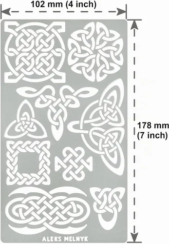 Vista 2 de Aleks Melnyk No.37 Metal Journal Stencils, Pyrography Celtic Patterns, Nudo celta, Plantillas vikingas, Plantillas de leña, Tallado de madera