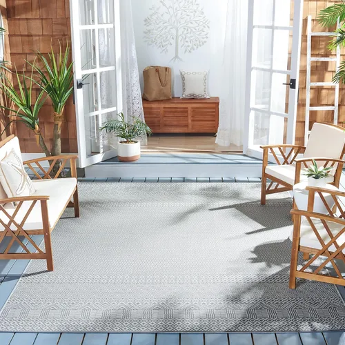 Vista 60 de SAFAVIEH Alfombra lavable para exteriores, colección Courtyard de 2.3 x 6.7 pies, beige y azul aguamarina, no desprende pelusa y es fácil