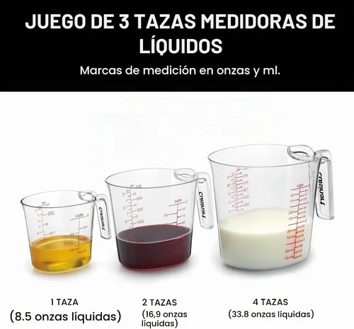 Vista 2 de Cuisinart Vasos medidores líquidos de anidación, transparentes, 3 piezas, CTG-00-3MC