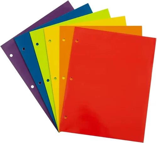 Vista 38 de JAM PAPER Carpetas escolares laminadas de dos bolsillos brillantes con 3 agujeros, color negro, paquete de 3