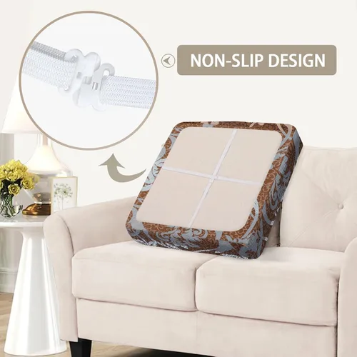 Vista 5 de SearchI Fundas de cojín de repuesto estampadas para sofá, fundas elásticas para asiento de sofá, fundas protectoras de muebles lavables, funda suave