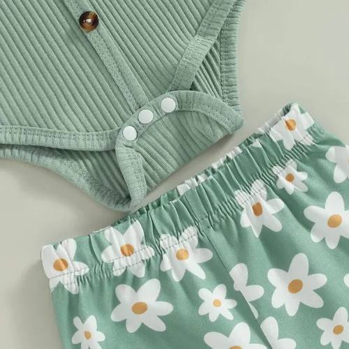 Vista 62 de Sejardin Ropa de verano para bebé y niña, recién nacida, manga corta, con letras, mameluco elástico con diadema