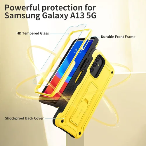 Vista 2 de URBANITE Funda para Samsung Galaxy A13 con soporte, protección a prueba de golpes de grado militar con protector de pantalla compatible con teléfono