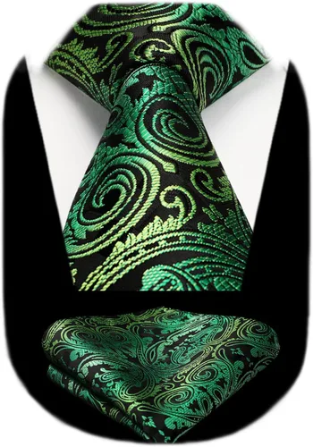 Vista 41 de HISDERN Corbatas para hombre, corbata de cachemira y bolsillo cuadrado tejido clásico floral para hombre, corbata de fiesta de boda