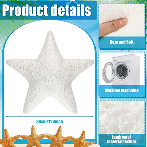 Vista 4 de Yuntau 2 almohadas con forma de estrella de mar de 11.8 pulgadas, cojines de felpa abrazables, decoración de habitación para cumpleaños, dormitorio