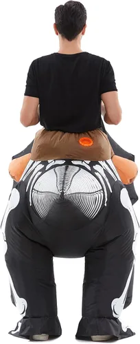 Vista 5 de HSCTEK Disfraz inflable de dinosaurio esqueleto para adultos