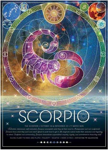 Vista 2 de Cobble Hill - Rompecabezas del zodiaco de 500 piezas, Escorpio, póster de muestra incluido