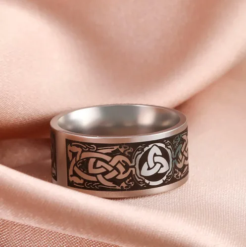 Vista 4 de Triquetra - Anillo de nudo de la Trinidad, nudo de bruja, nudo celta irlandés, anillo claddagh, anillo vikingo nórdico, joyería para hombres, mujeres
