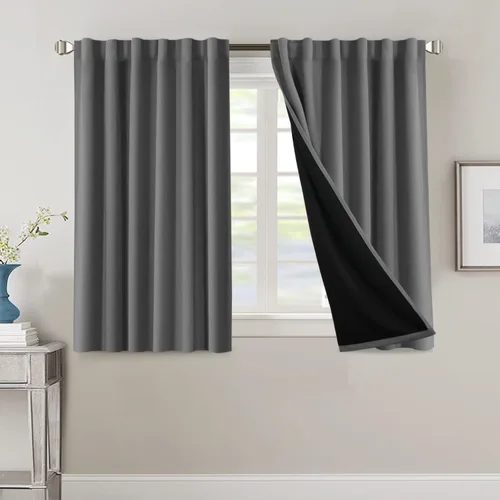 Vista 144 de H.VERSAILTEX Cortinas 100% opacas para dormitorio con forro negro, cortinas de oscurecimiento de habitación completa, con aislamiento térmico